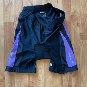 Nooyme Womens Padded Black/Purple Cycling Shorts Size XL